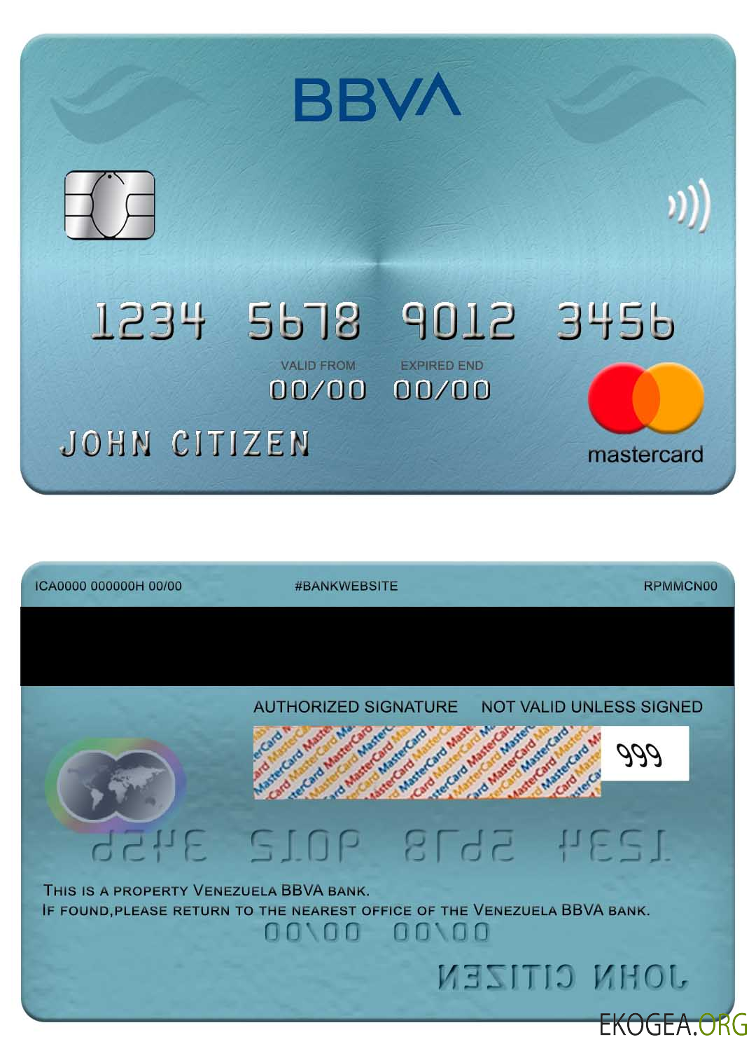 Carte Mastercard de la banque BBVA du Venezuela